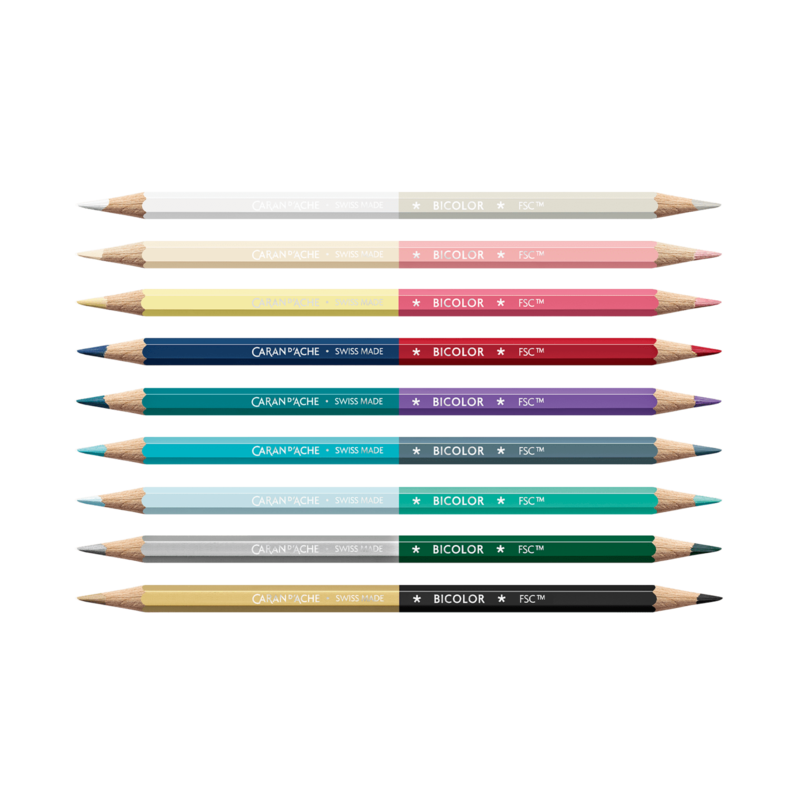 Set de 9 lápices de colores bicolor y 1 pincel Alpine Frost