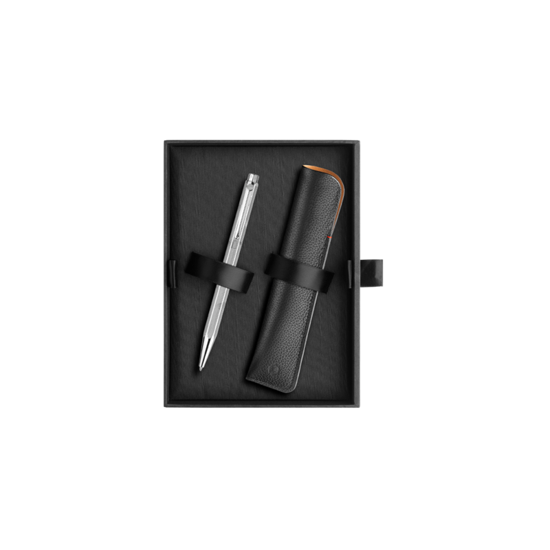 Juego de bolígrafo y estuche de piel ECRIDOR™ ZEN Platinum – Edi